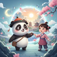 孩子与诗仙，只差一只熊猫的距离。